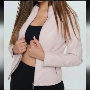 LA Coalition Vegan Leather Eco Monica Moto Jacket NWT Blush Sz M